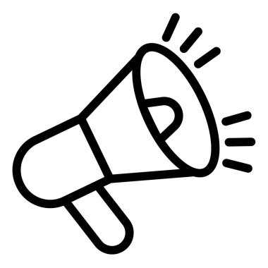 megafon çizgisi simgesi çizimi beyaz arkaplanda izole edildi