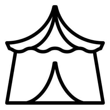 beyaz arkaplanda izole edilmiş çadır çizgisi simgesi vektör çizimi