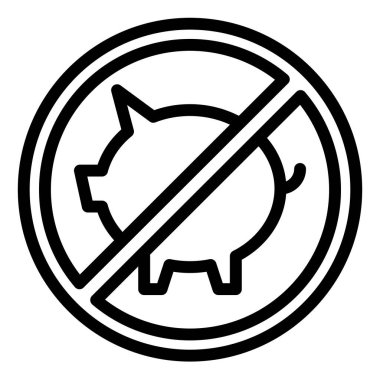 Beyaz arkaplanda izole edilmiş domuz çizgisi ikonu vektör çizimi yok