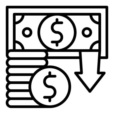 Dolar çizgisi simgesi çizimi beyaz arkaplanda izole edildi