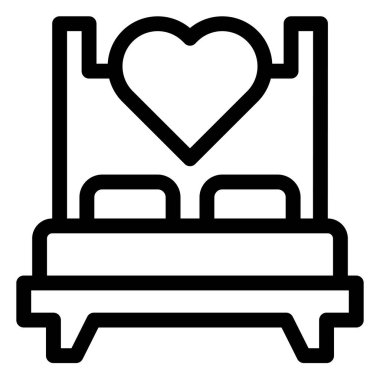 beyaz arkaplanda izole edilmiş yatak hattı simgesi vektör çizimi