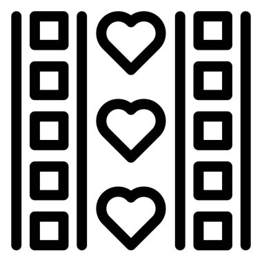 Beyaz arkaplanda izole edilmiş film şeridi çizgisi simgesi vektör çizimi