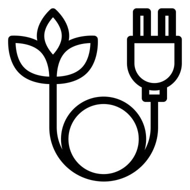 Beyaz arkaplanda izole edilmiş kablo çizgi ikonu vektör illüstrasyonu