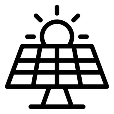 Beyaz arkaplanda izole edilmiş güneş paneli çizgi ikonu vektör çizimi