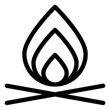 Beyaz arkaplanda izole edilmiş kamp ateşi çizgisi ikonu vektör çizimi