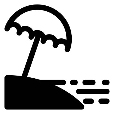 Beyaz arkaplanda izole edilmiş şemsiye glyph ikon vektör çizimi