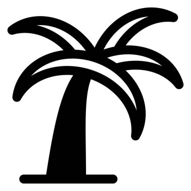 Palmiye ağacı sembolü vektör çizimi beyaz arkaplanda izole edildi