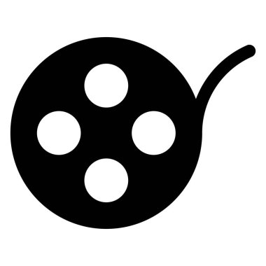 beyaz arkaplanda izole edilmiş film glyph vektör illüstrasyonunu yuvarla