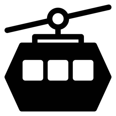 Beyaz arkaplanda izole edilmiş kablo araba sembolü vektör çizimi