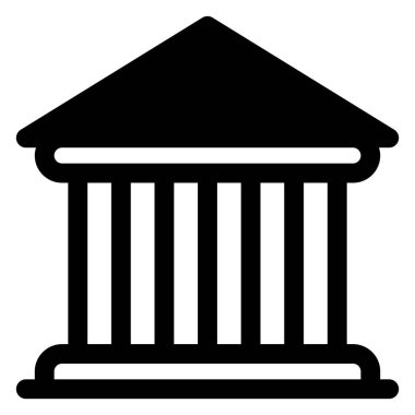 Beyaz arkaplanda izole edilmiş müze sembolü vektör illüstrasyonu