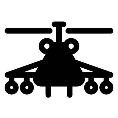 Beyaz arkaplanda izole edilmiş helikopter glyph ikon vektör çizimi