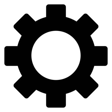 beyaz arkaplanda izole edilmiş dişli glyph simgesi vektör çizimi