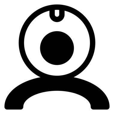 Beyaz arkaplanda izole edilmiş web cam glyph ikon vektör çizimi