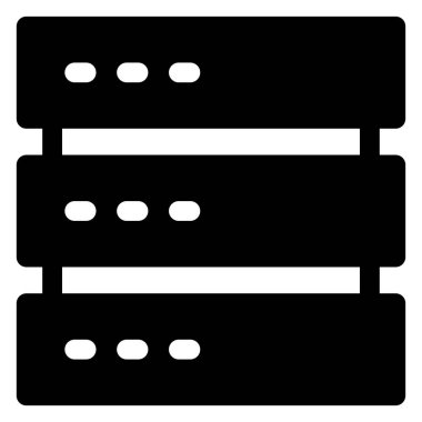 Beyaz arkaplanda izole edilmiş sunucu glyph simgesi vektör çizimi