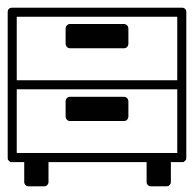 Beyaz arkaplanda izole edilmiş çekmece glyph simgesi vektör çizimi