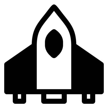 Beyaz arkaplanda izole edilmiş roket glifli simge vektör çizimi