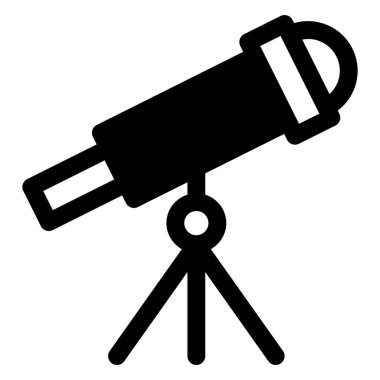 Beyaz arkaplanda izole edilmiş teleskop sembolü vektör çizimi