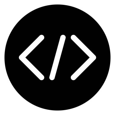 Beyaz arkaplanda izole edilmiş kod glyph simgesi vektör çizimi