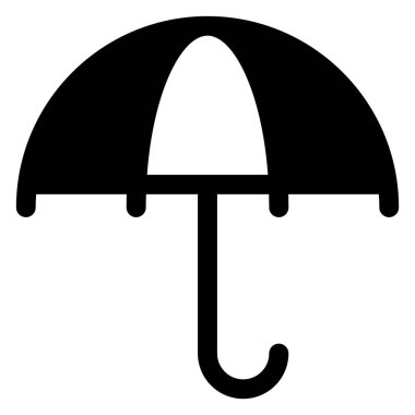 Beyaz arkaplanda izole edilmiş şemsiye glyph ikon vektör çizimi