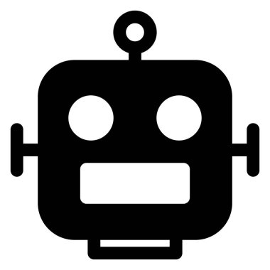 Beyaz arkaplanda izole edilmiş robot glyph ikon vektör çizimi