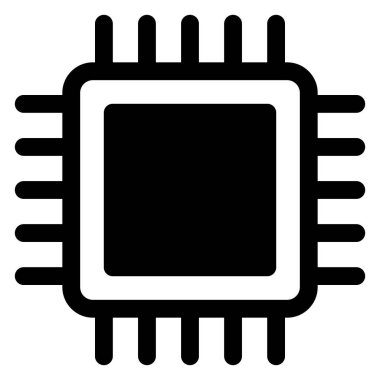 Beyaz arkaplanda izole edilmiş mikroçip sembolü vektör çizimi