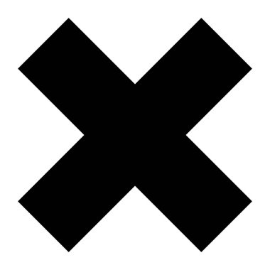 Beyaz arkaplanda izole edilmiş çapraz glyph ikon vektör çizimi