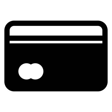 Beyaz arkaplanda izole edilmiş kredi kartı glyph vektör çizimi