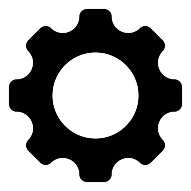 beyaz arkaplanda izole edilmiş dişli glyph simgesi vektör çizimi