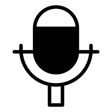 Beyaz arkaplanda izole edilmiş mikrofon simgesi vektör çizimi