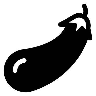 Beyaz arkaplanda izole edilmiş patlıcan glyph vektör çizimi