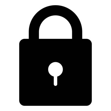 Güvenli glyph simgesi vektör çizimi beyaz arkaplanda izole edildi