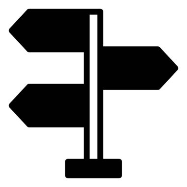 beyaz arkaplanda izole edilmiş yön tahtası glyph vektör çizimi