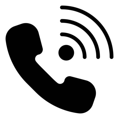 Beyaz arkaplanda izole edilmiş telefon glyph simgesi vektör çizimi