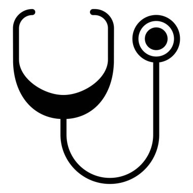 Beyaz arkaplanda izole edilmiş stetoskop glifli vektör çizimi