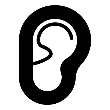 Beyaz arkaplanda izole edilmiş kulak glifleri ikon vektör çizimi