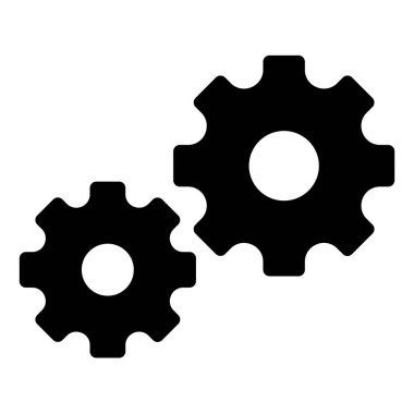 beyaz arkaplanda izole edilmiş dişli glyph simgesi vektör çizimi