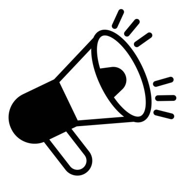 Beyaz arkaplanda izole edilmiş megafon sembol vektör çizimi