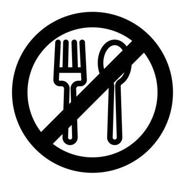 Beyaz arkaplanda izole edilmiş hiçbir yiyecek sembolü vektör çizimi yok