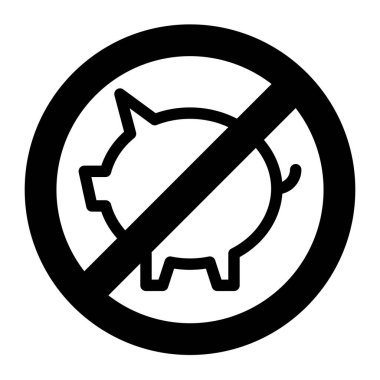 Beyaz arkaplanda izole edilmiş domuz sembolü vektör çizimi yok