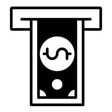 beyaz arkaplanda izole edilmiş atm glyph simge vektör çizimi