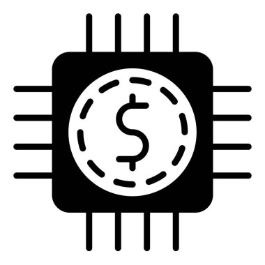 Fin teknolojisi simge vektör çizimi beyaz arkaplanda izole edildi