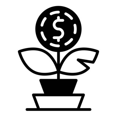 Beyaz arkaplanda izole edilmiş büyüme glyph simgesi vektör çizimi