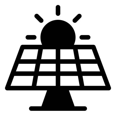 Beyaz arkaplanda izole edilmiş güneş paneli sembolü vektör çizimi