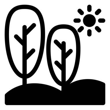 Ağaçlar kabartma simgesi vektör çizimi beyaz arkaplanda izole edildi