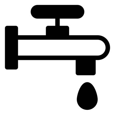 beyaz arkaplanda izole edilmiş su musluğu simgesi vektör çizimi