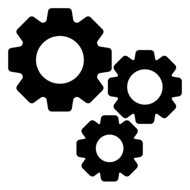 beyaz arkaplanda izole edilmiş dişli glyph simgesi vektör çizimi