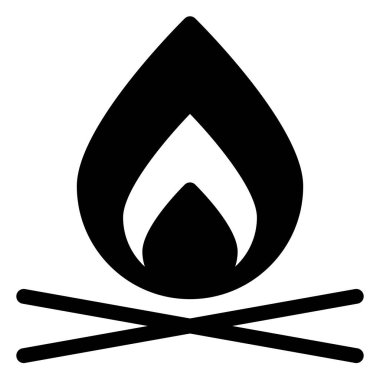 Beyaz arkaplanda izole edilmiş kamp ateşi sembolü vektör çizimi