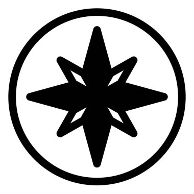 beyaz arkaplanda izole edilmiş pusula glyph vektör çizimi
