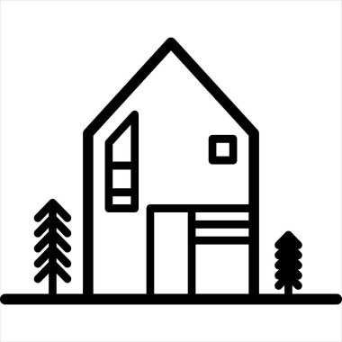 Beyaz arkaplanda izole edilmiş ev satırı simgesi vektör çizimi