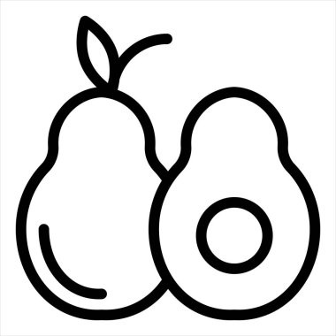 avokado çizgisi simgesi çizimi beyaz arkaplanda izole edildi